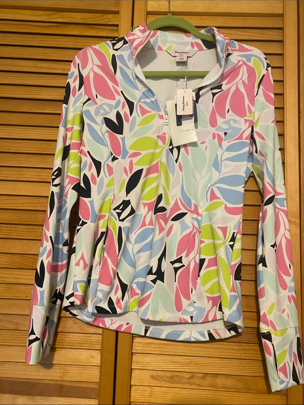NWT Women’s Tommy Bahama Multi-Color  Long Sleeve Size Small Zip Neck Golf Shirt